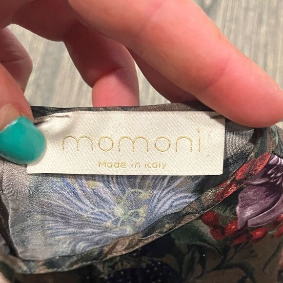 Momoni Midi Dress Long Sleeve Silk Blend Floral Print Tan Multicolor Size 40 - Picture 6 of 10